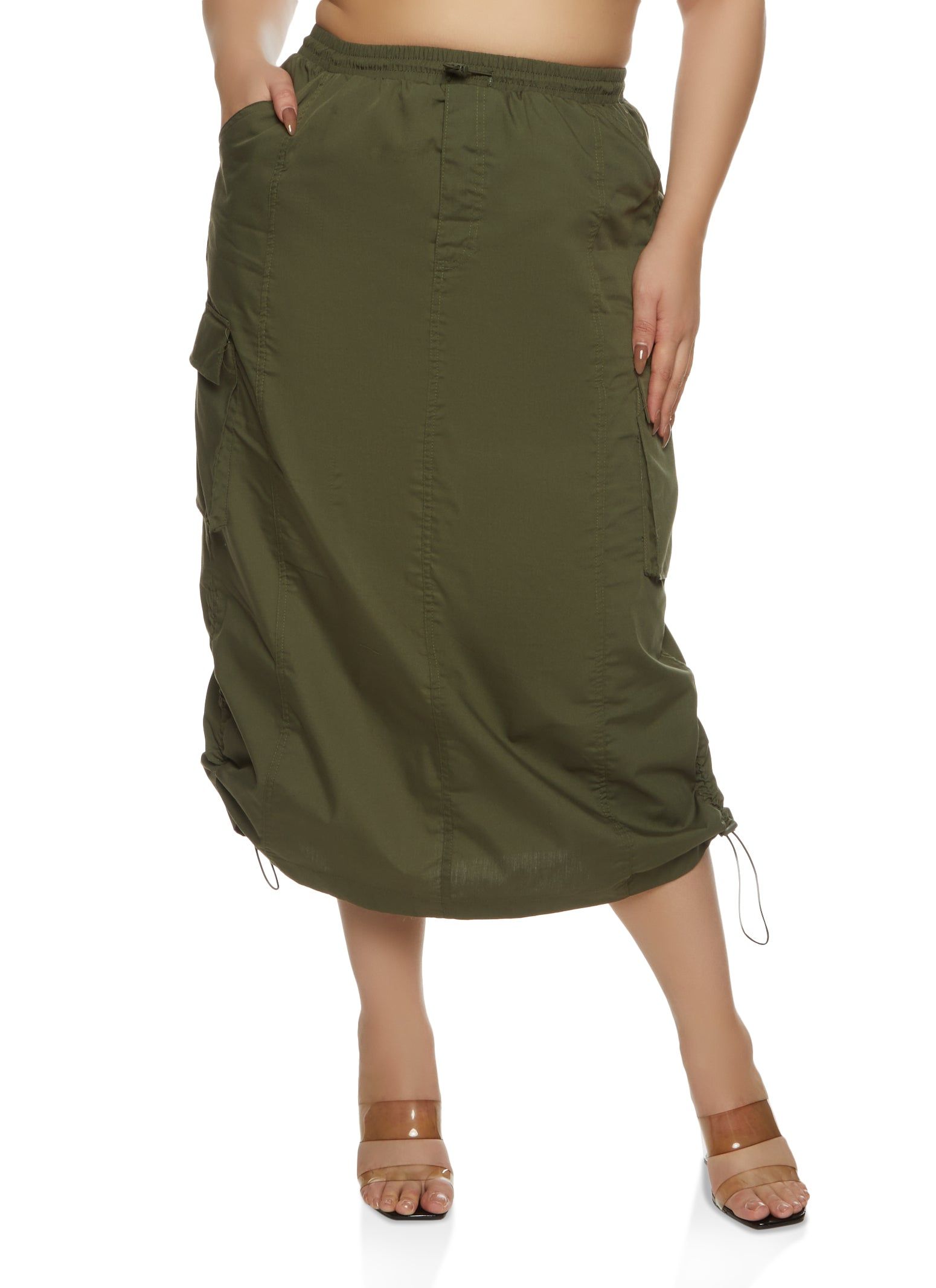 Plus Size Toggle Drawstring Utility Maxi Skirt sold by Rainbow product image thumbnail 2