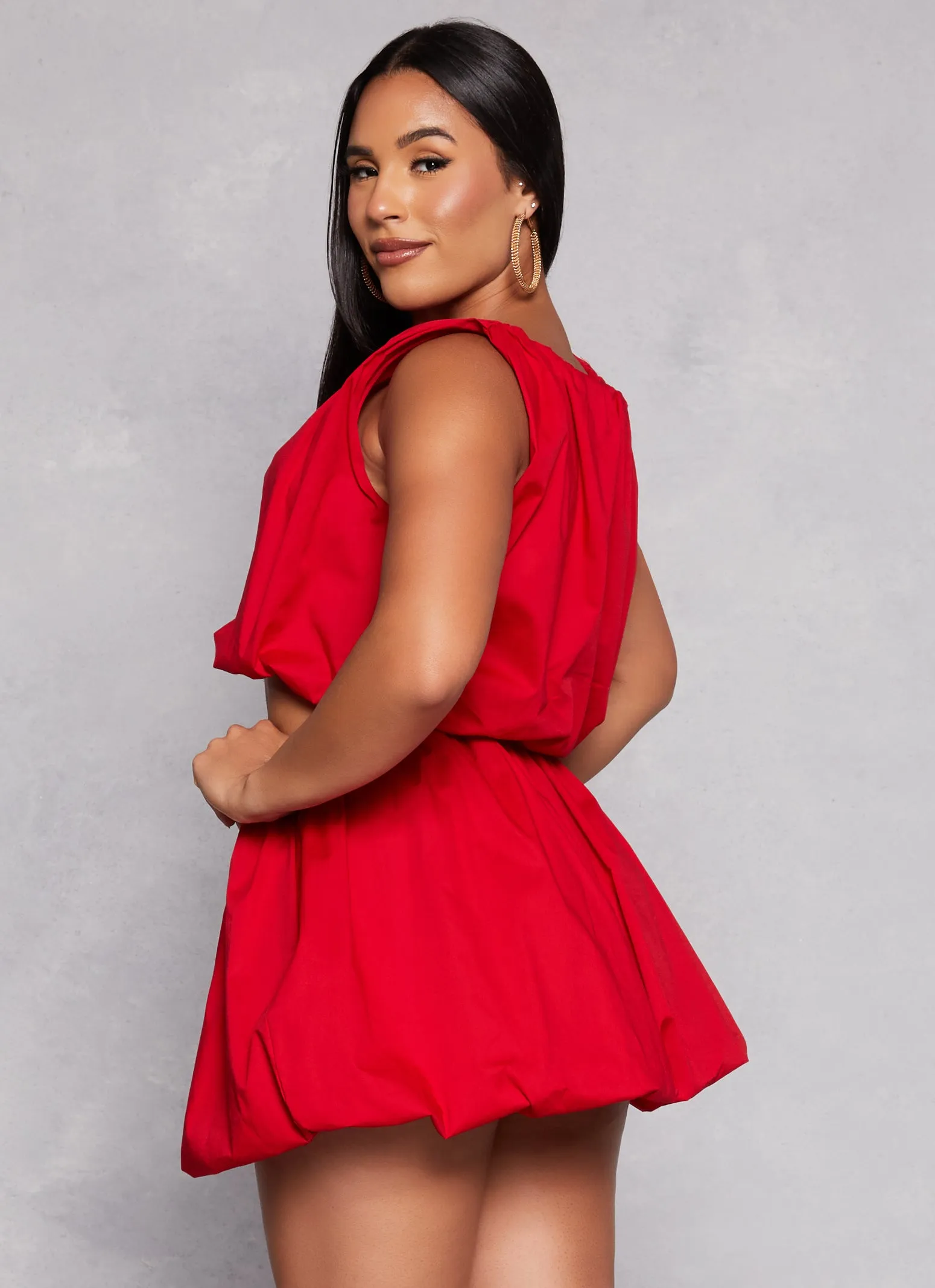 Poplin Ruched Balloon Crop Top sold by Rainbow product image thumbnail 3