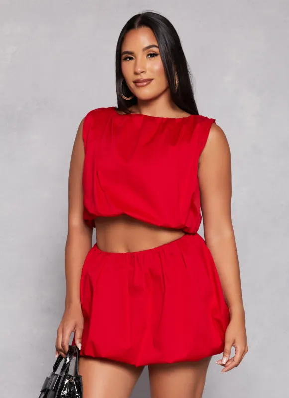Poplin Ruched Balloon Crop Top sold by Rainbow