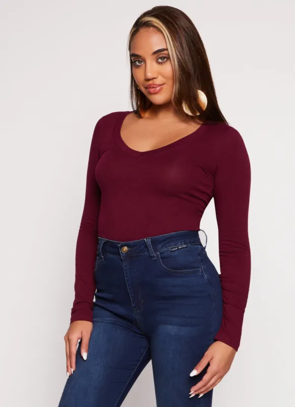 Basic V Neck Long Sleeve Top sold by Rainbow