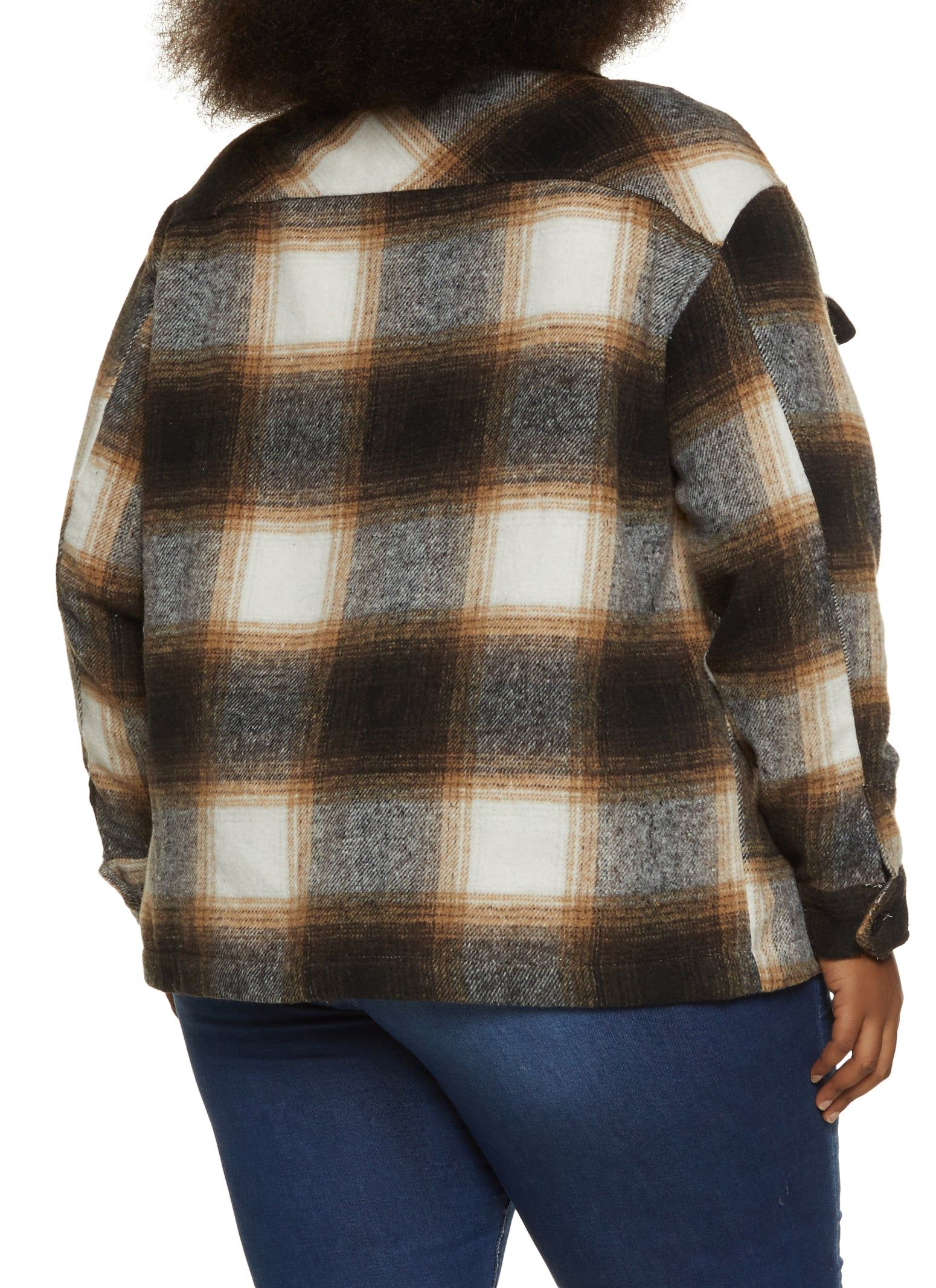 Plus Size Plaid Brushed Knit Shacket sold by Rainbow product image thumbnail 3