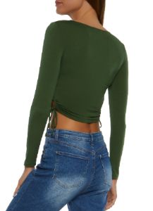 Keyhole Side Faux Wrap Crop Top sold by Rainbow