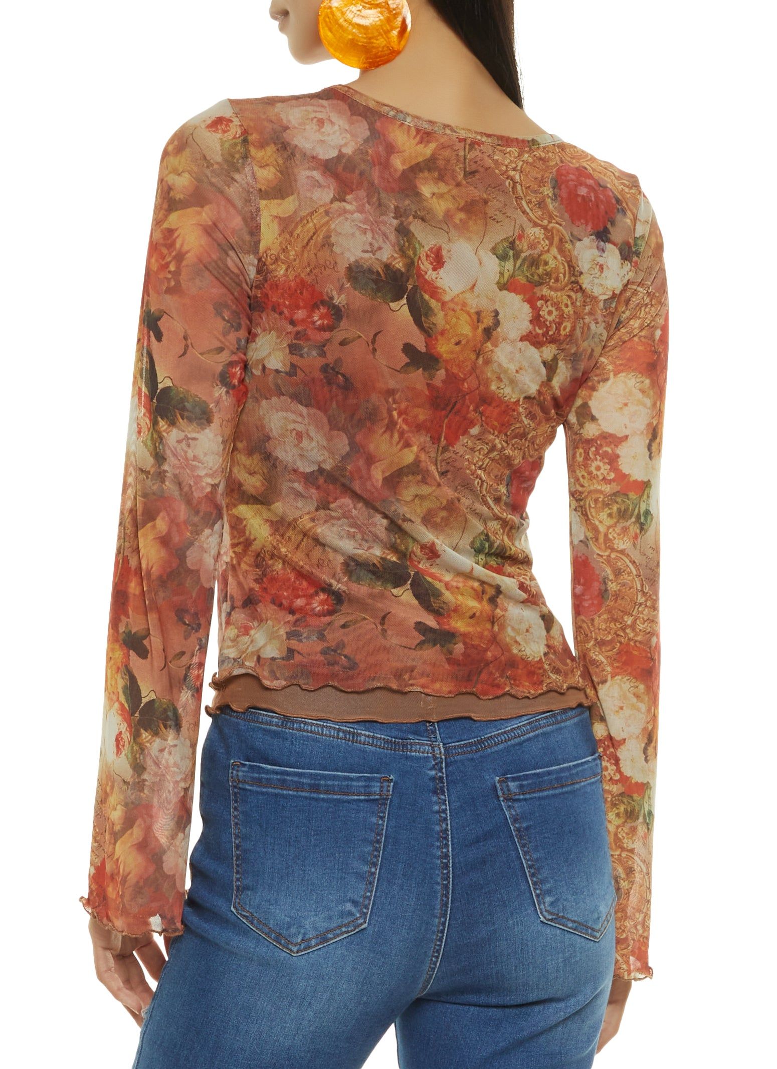 Mesh Printed Long Sleeve Top sold by Rainbow product image thumbnail 2