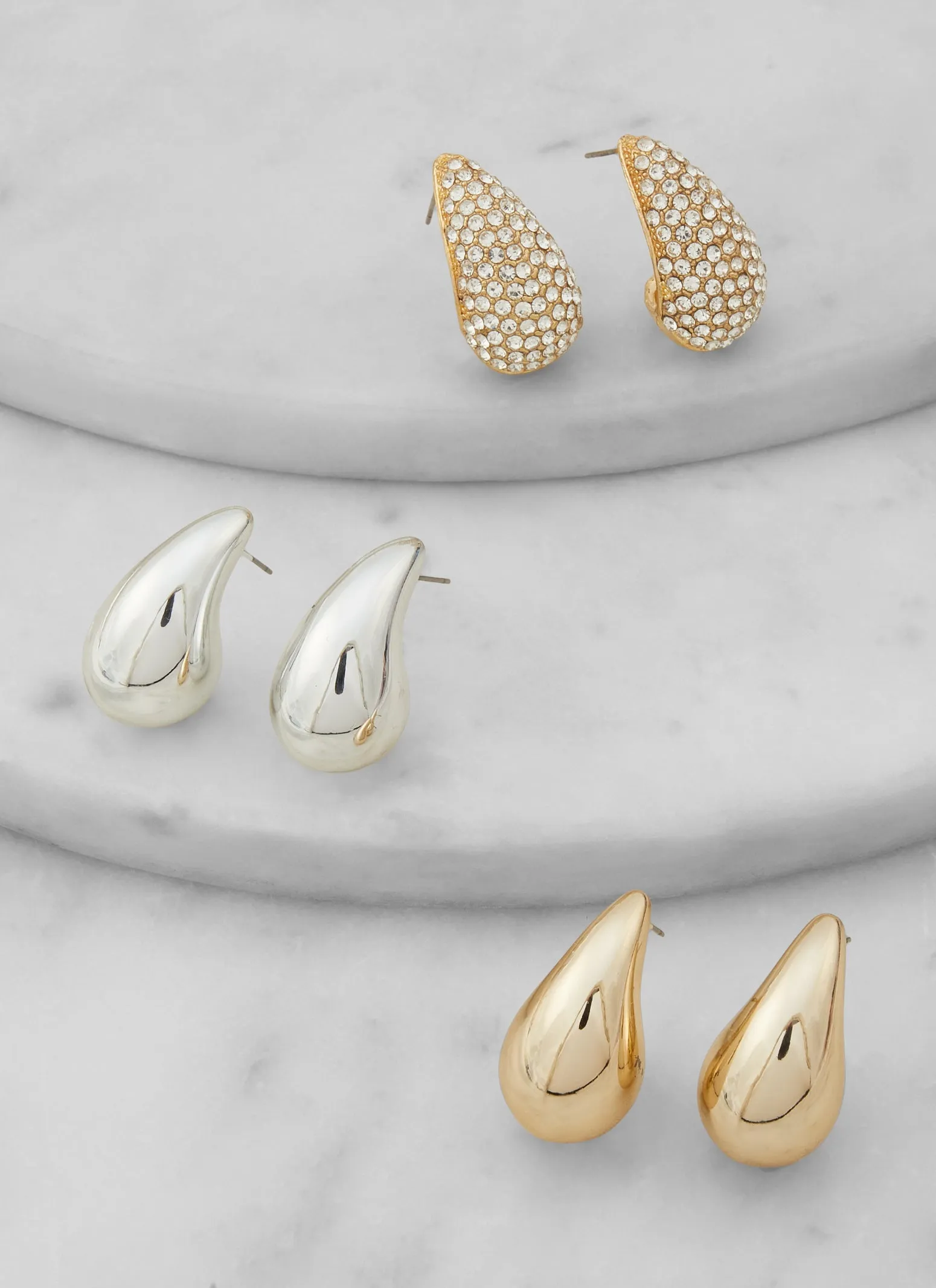 Teardrop Stud Earring Trio sold by Rainbow