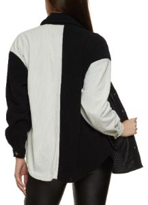 Corduroy Color Block Button Front Shirt sold by Rainbow