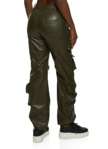 Faux Leather High Waist Cargo Pants sold by Rainbow