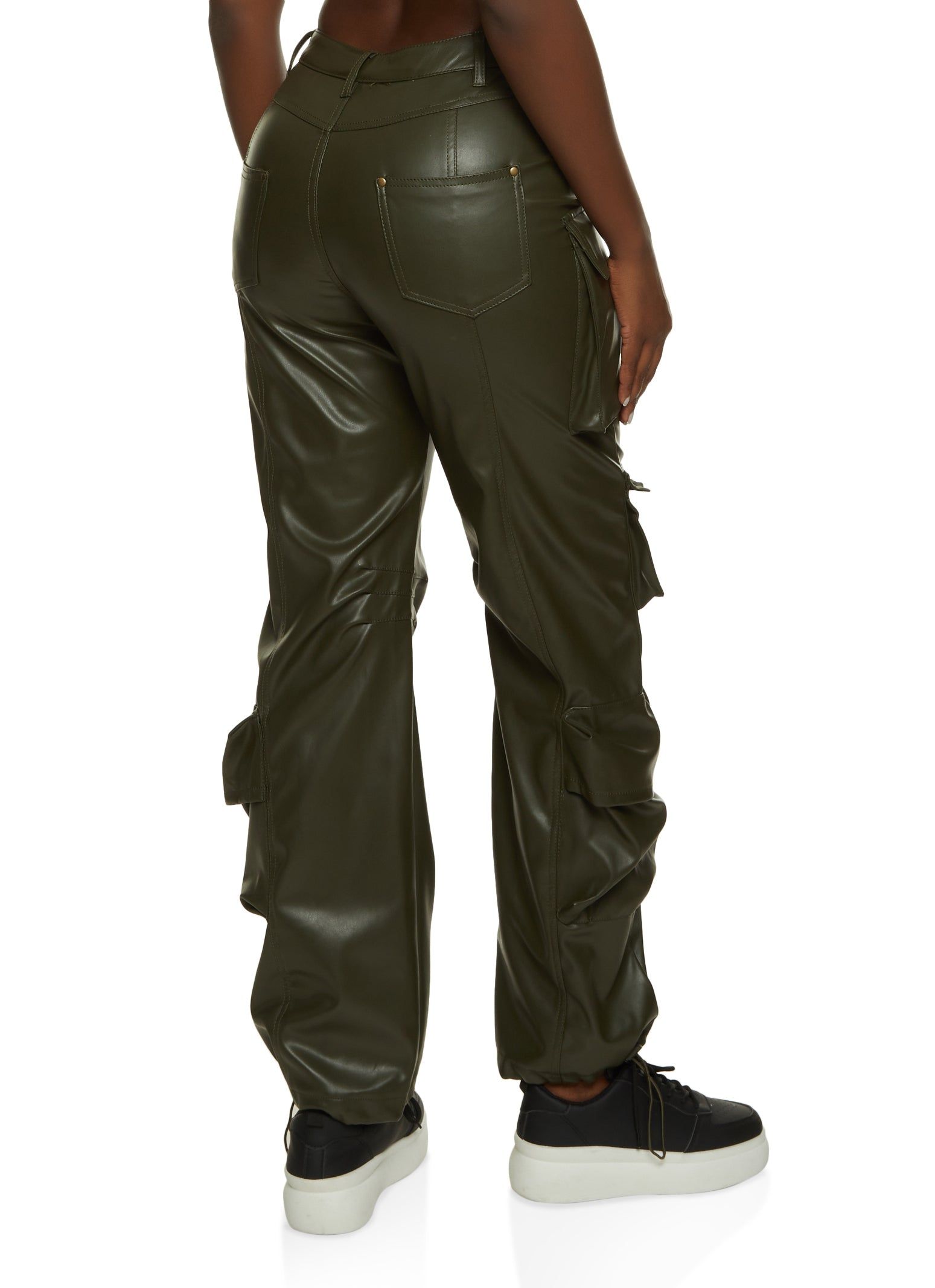 Faux Leather High Waist Cargo Pants sold by Rainbow product image thumbnail 3