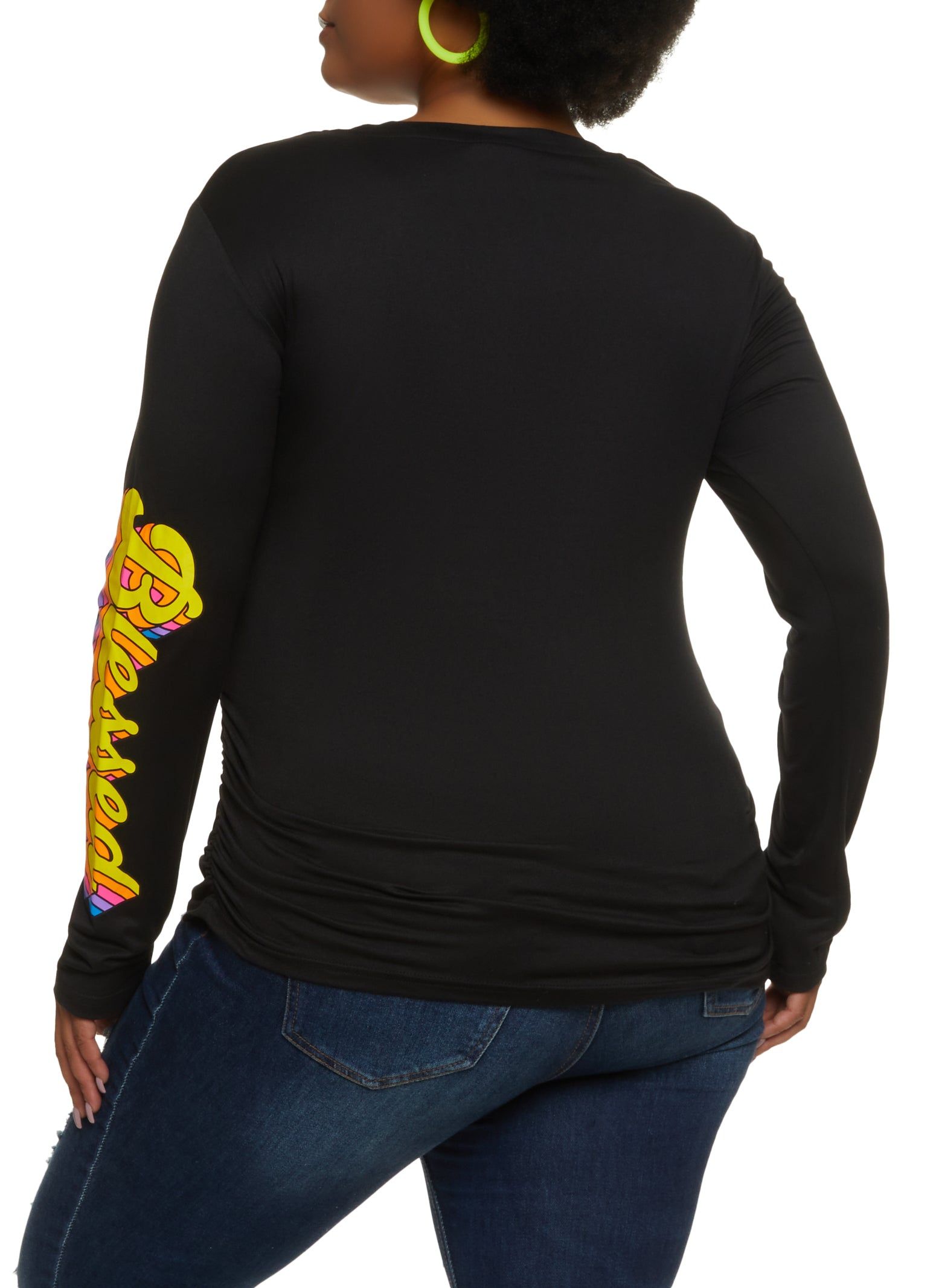 Plus Size Blessed Beyond Measure Ruched Graphic Tee sold by Rainbow product image thumbnail 2