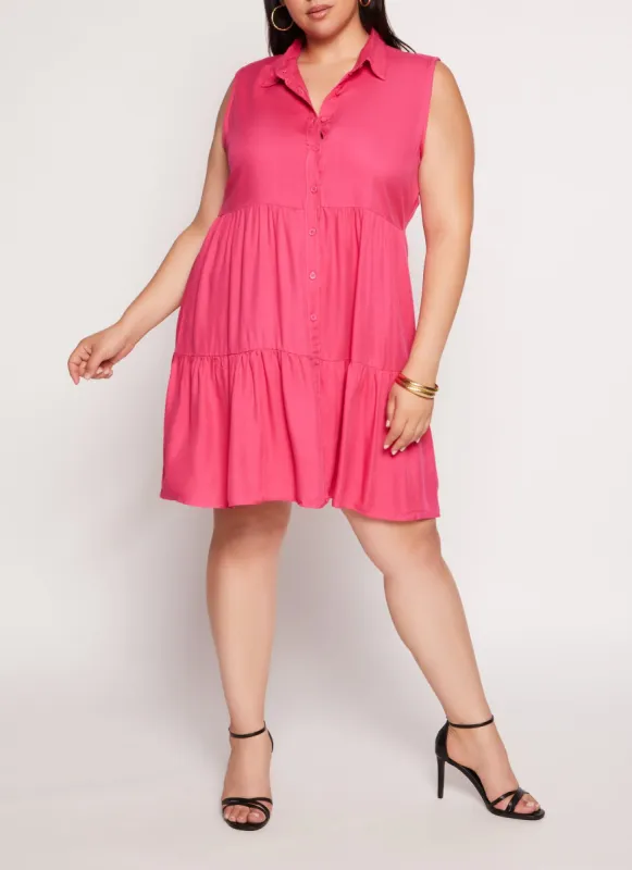 Plus Size Ruffled Hem Shirt Dress sold by Rainbow