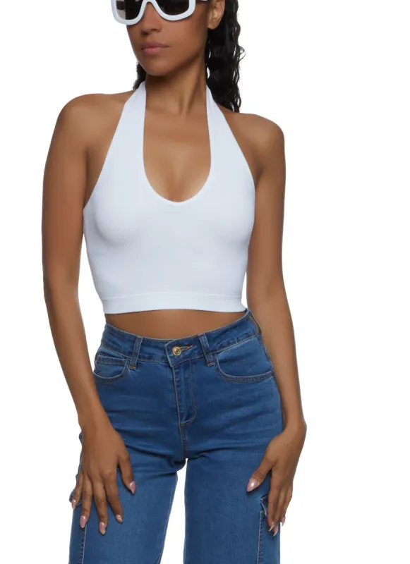 Seamless Halter Neck Crop Top sold by Rainbow