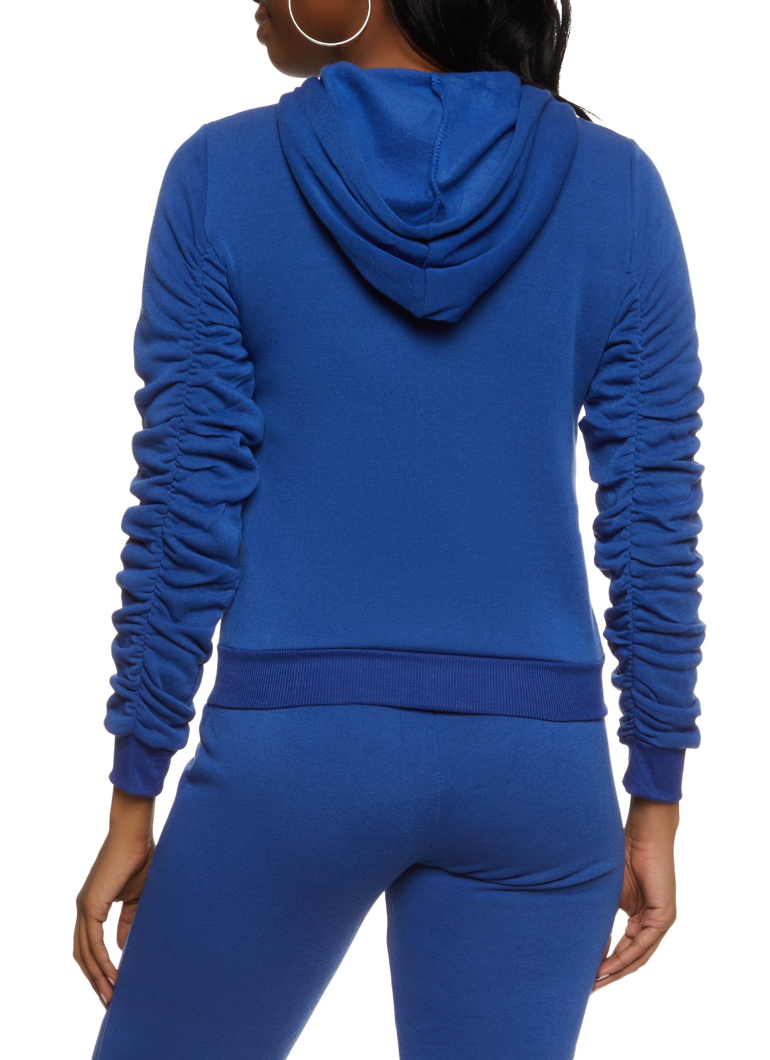 Ruched Sleeve Half Zip Hoodie sold by Rainbow product image thumbnail 3