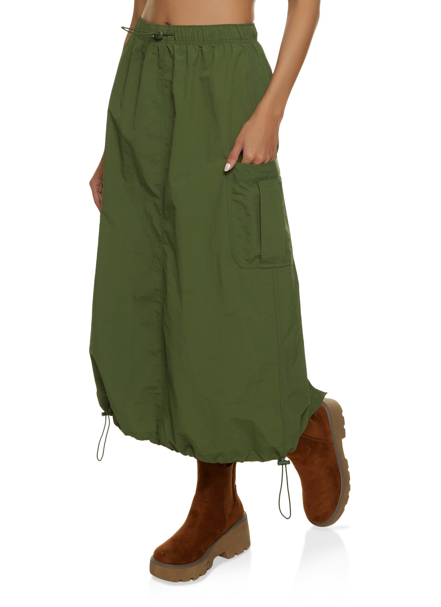 Toggle Drawstring Hem Cargo Pocket Maxi Skirt sold by Rainbow