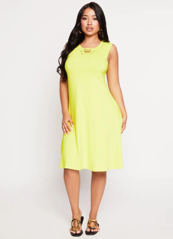 Caging Crew Neck Sleeveless Dress sold by Rainbow
