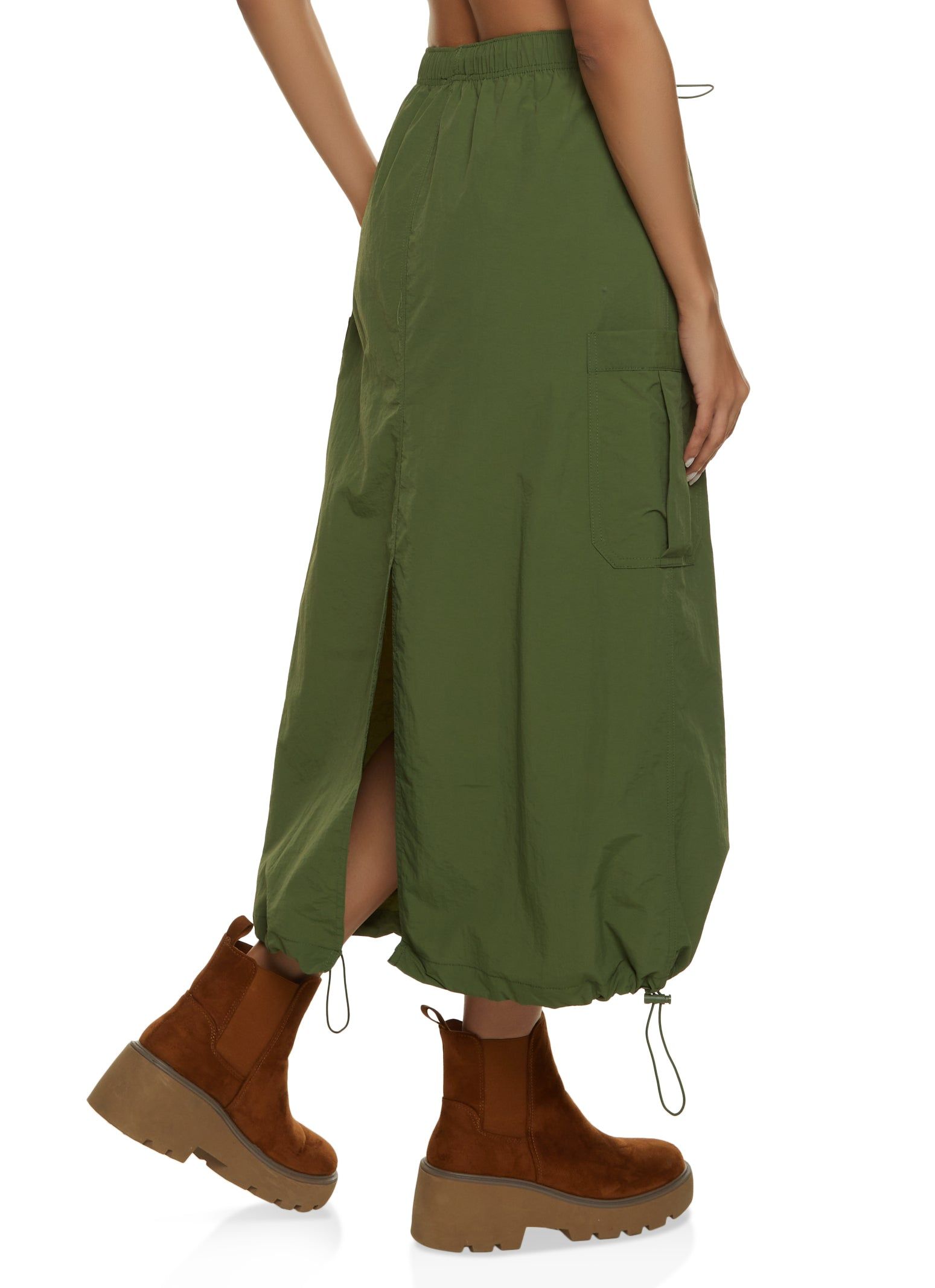 Toggle Drawstring Hem Cargo Pocket Maxi Skirt sold by Rainbow product image thumbnail 3