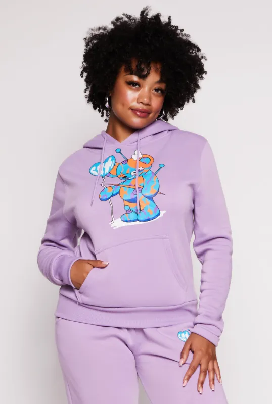 Plus Size Bear Graphic Pullover Hoodie sold by Rainbow