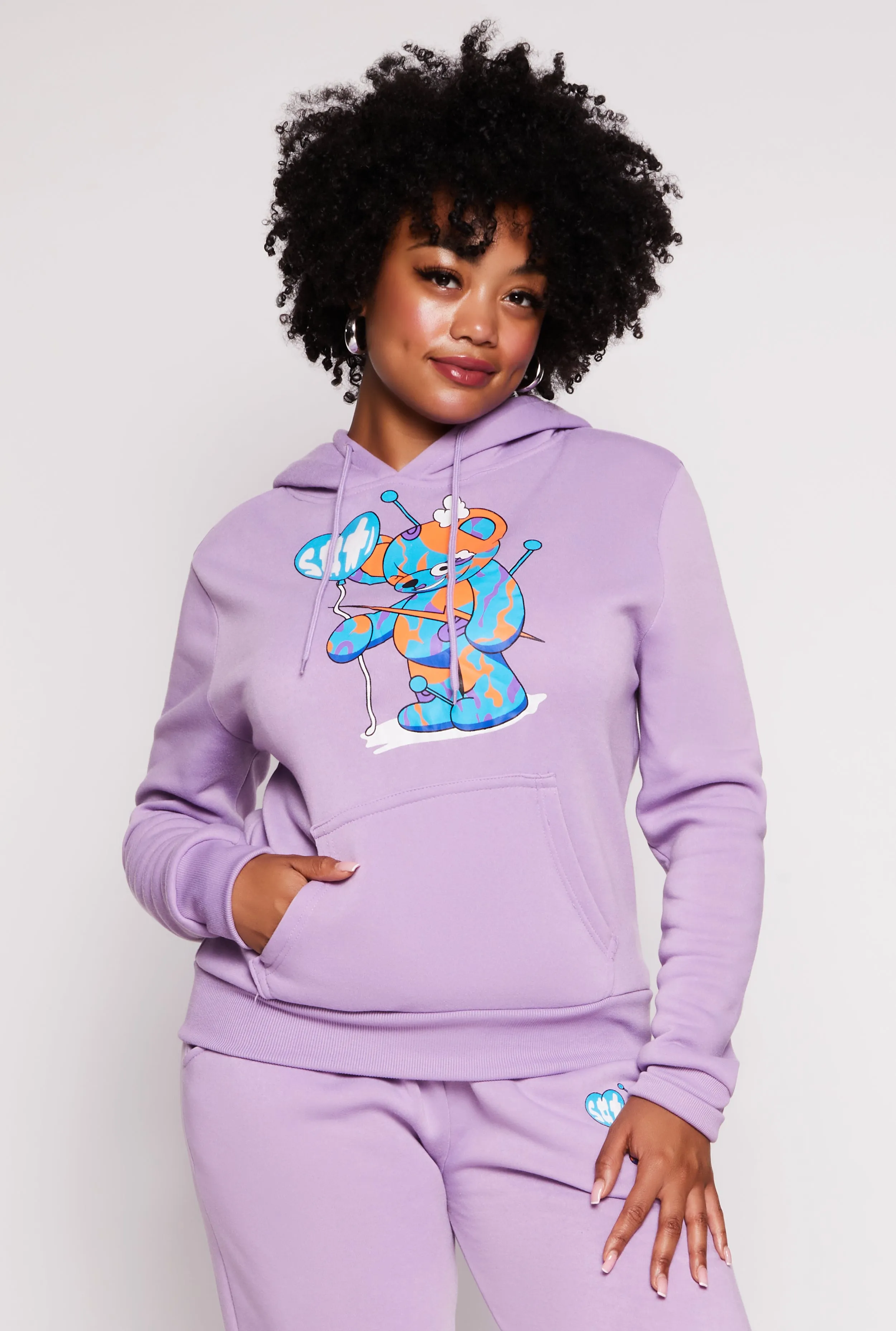 Plus Size Bear Graphic Pullover Hoodie sold by Rainbow