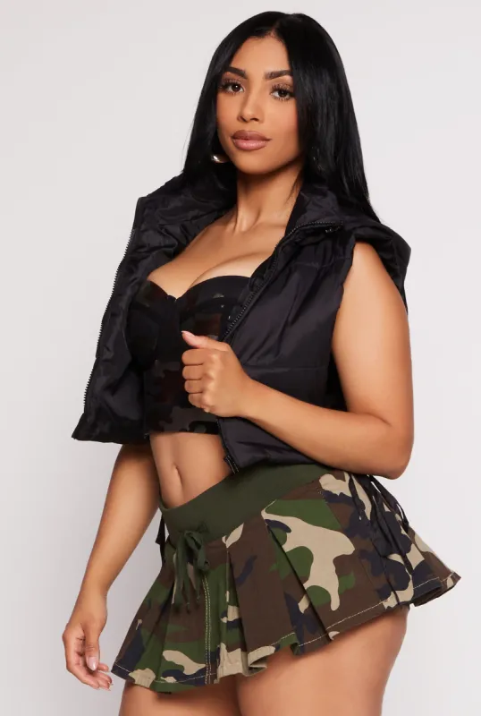 Daisy Side Tie Cropped Puffer Vest sold by Rainbow