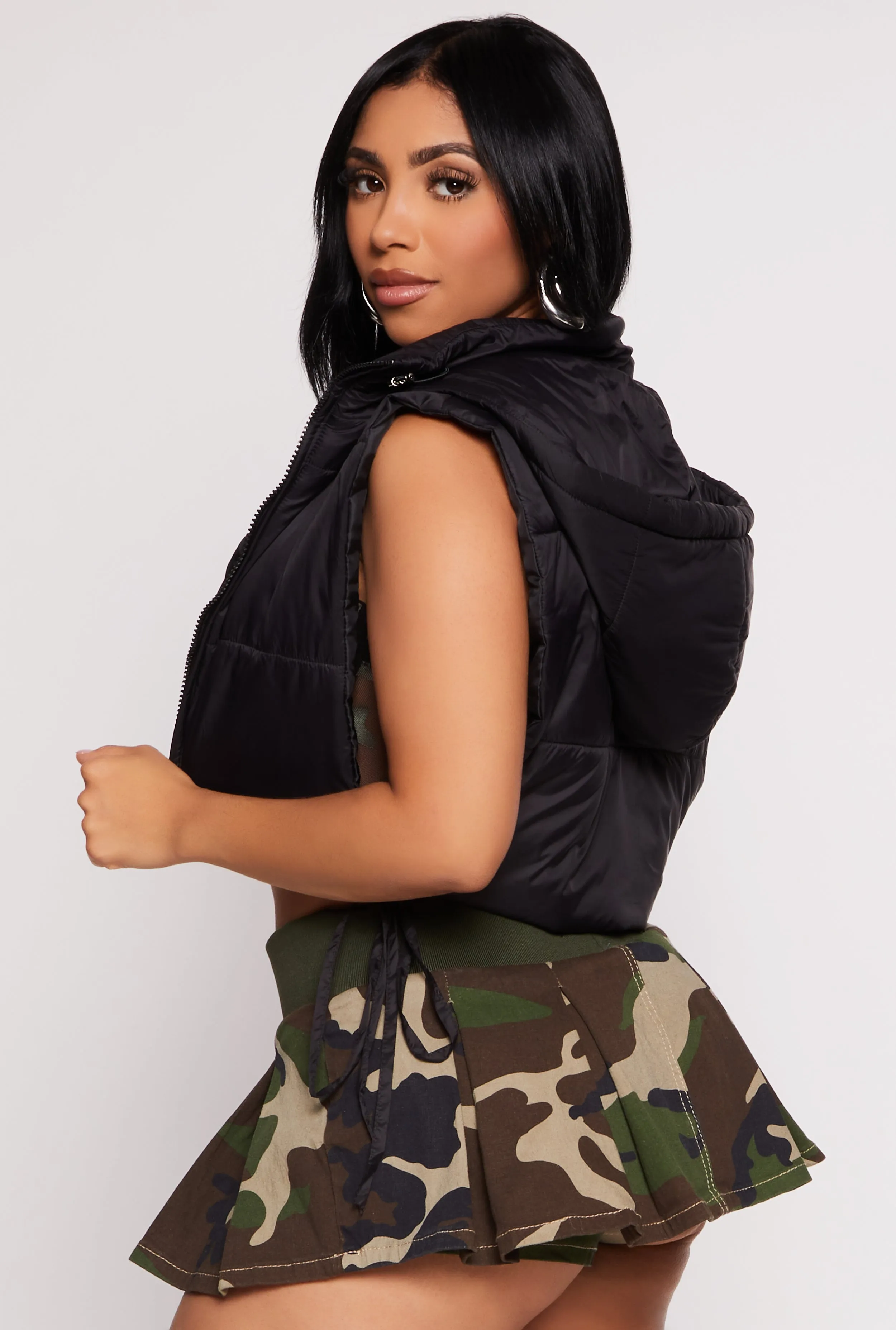 Daisy Side Tie Cropped Puffer Vest sold by Rainbow product image thumbnail 3