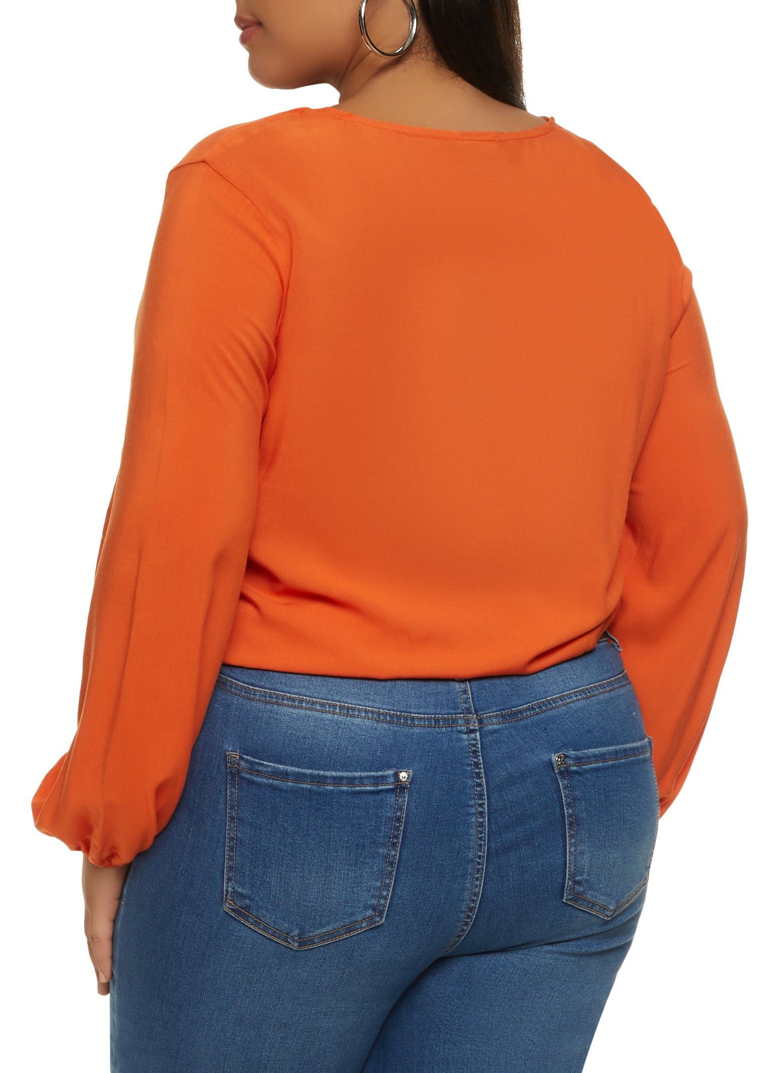 Plus Size Puff Sleeve Side Tie Wrap Top sold by Rainbow product image thumbnail 2