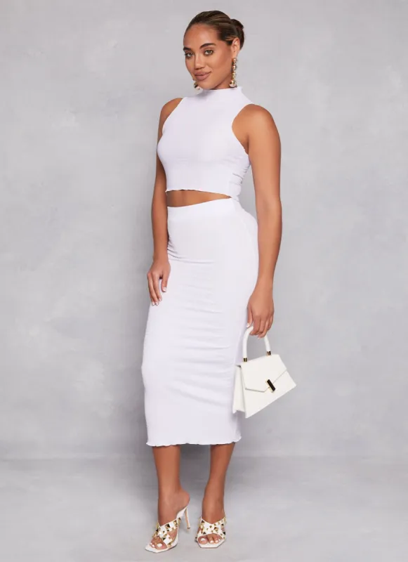 Textured Knit Midi Skirt sold by Rainbow