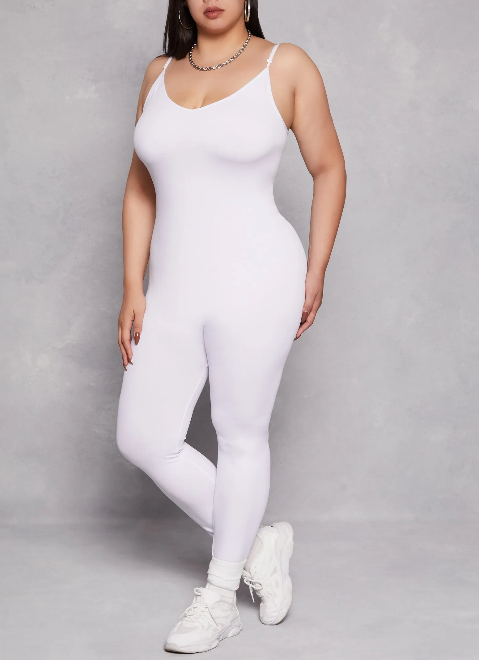 Plus Size V Neck Cami Catsuit sold by Rainbow