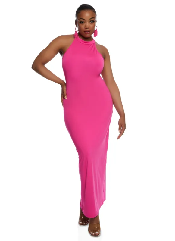 Plus Size Daisy Mock Neck Sleeveless Maxi Dress sold by Rainbow