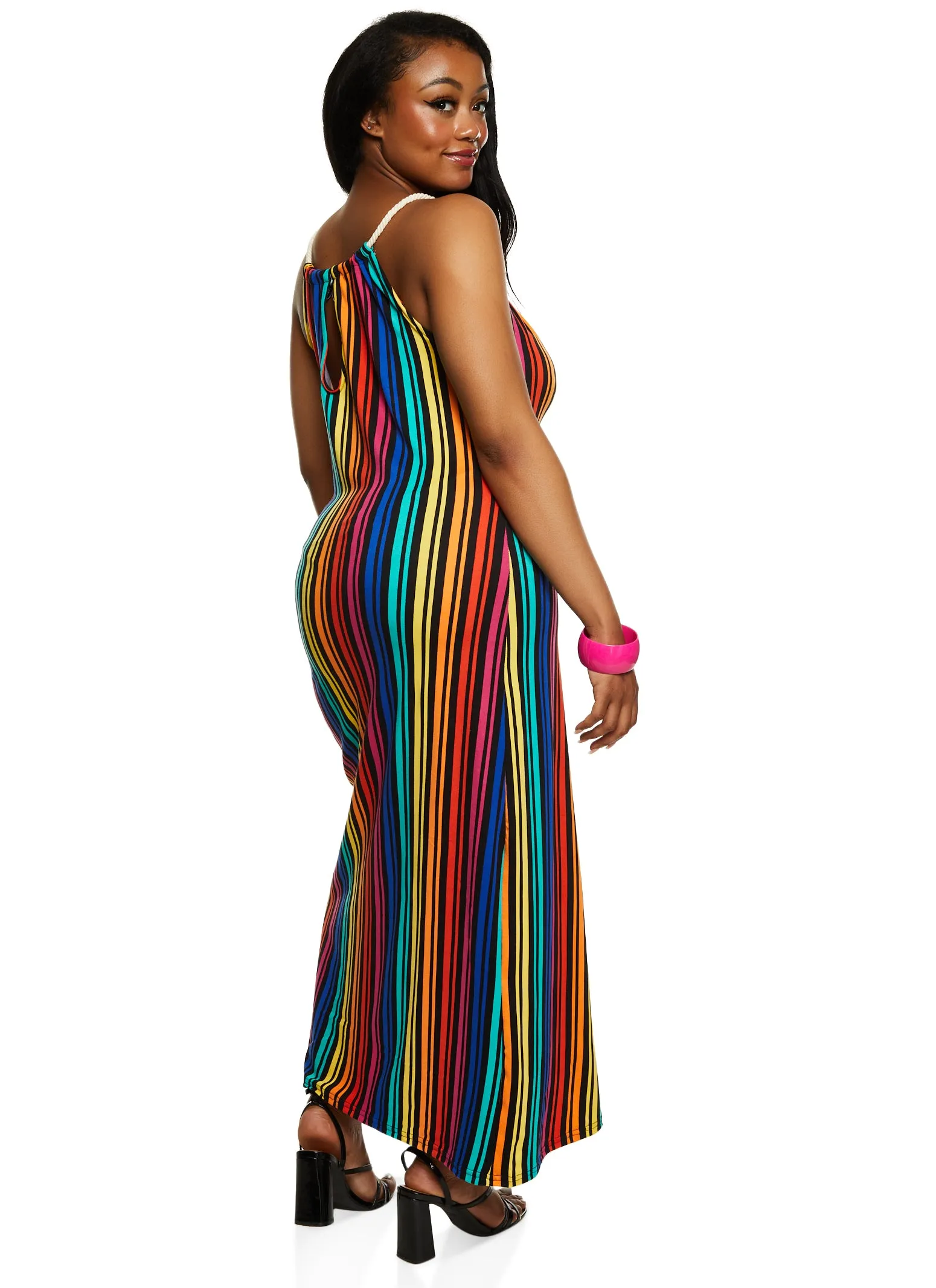 Plus Size Striped Rope Neck Maxi Dress sold by Rainbow product image thumbnail 3