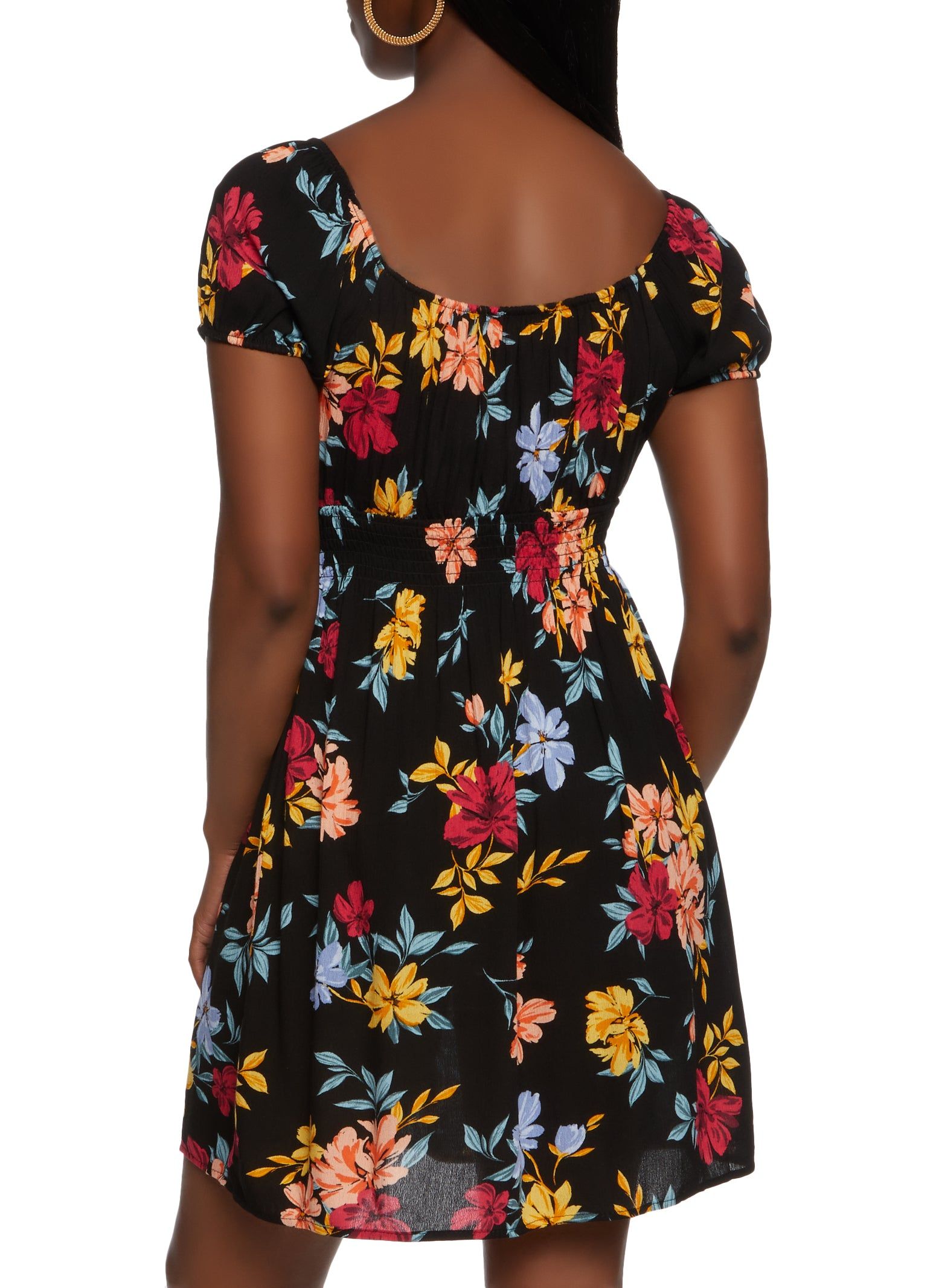 Floral Print Smocked Waist Dress sold by Rainbow product image thumbnail 3