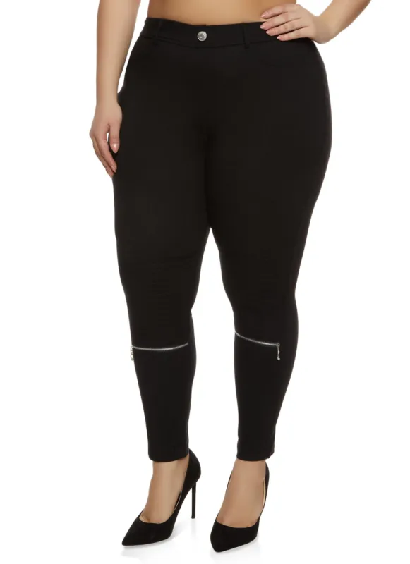 Plus Size Zipper Detail Hyperstretch Skinny Pants sold by Rainbow