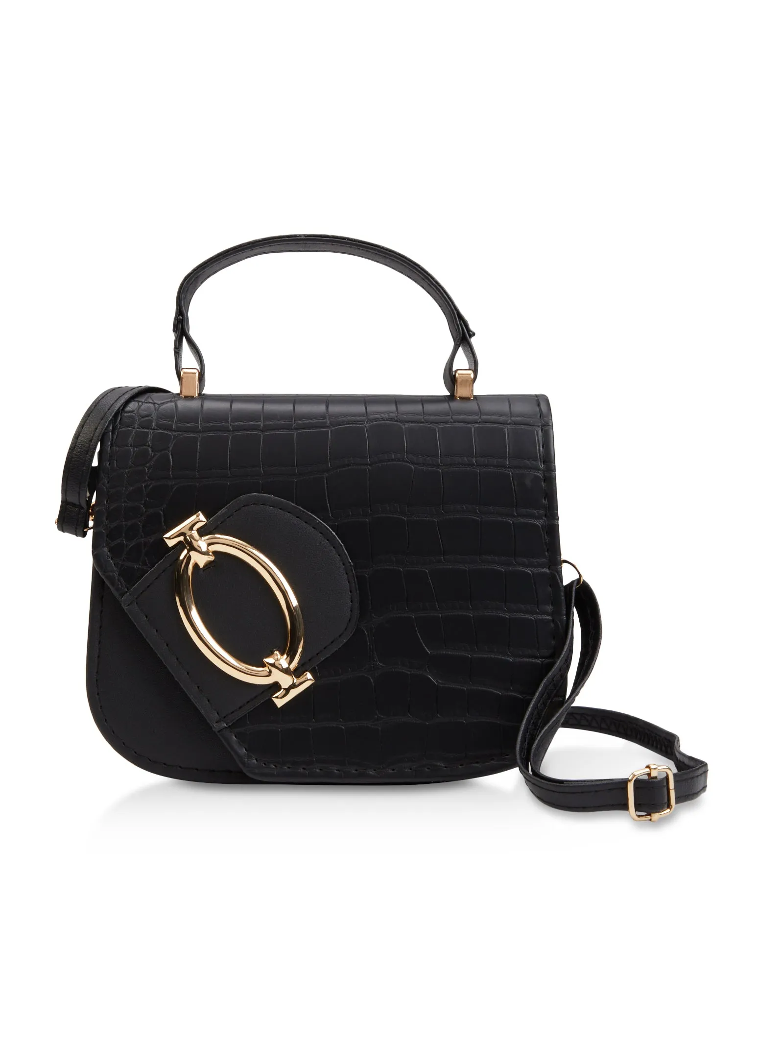 Metallic Detail Flap Faux Croc Crossbody Bag sold by Rainbow product image thumbnail 3