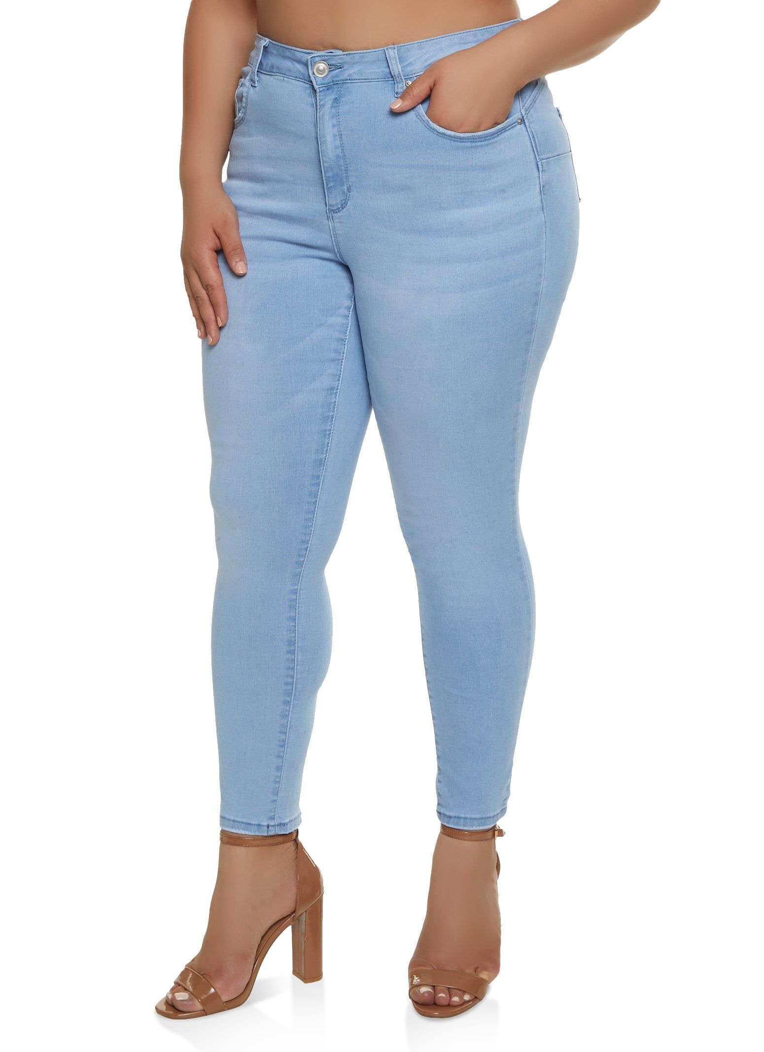 Plus Size WAX High Waist Push Up Skinny Jeans sold by Rainbow