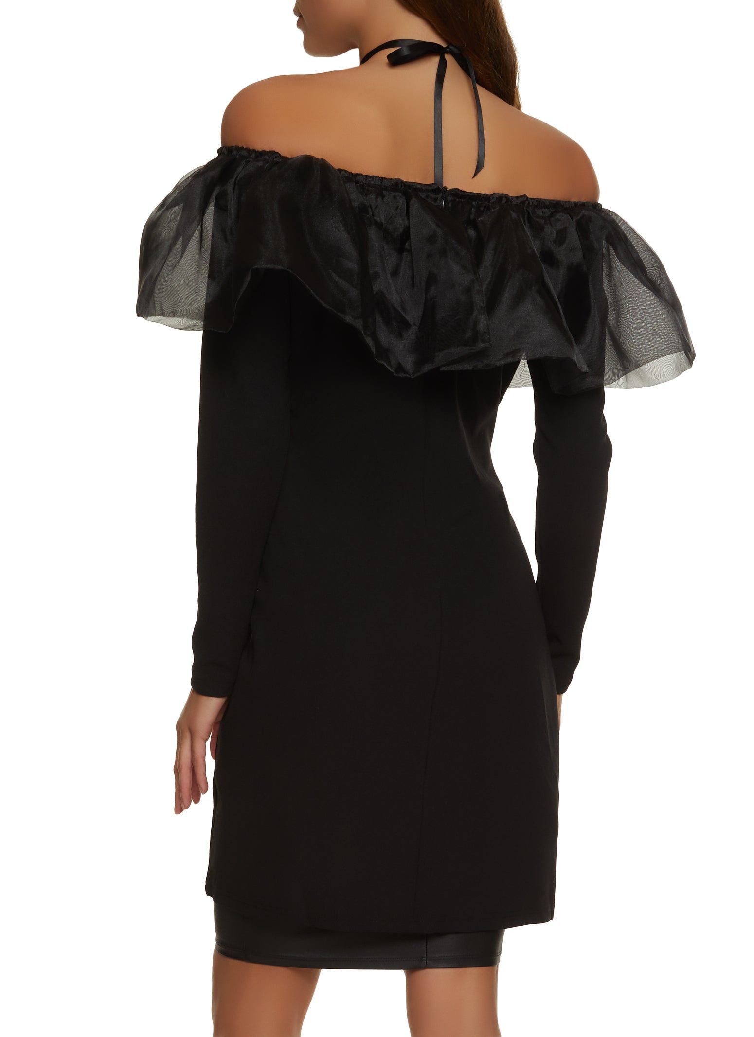 Slit Hem Tulle Off the Shoulder Blouse sold by Rainbow product image thumbnail 3