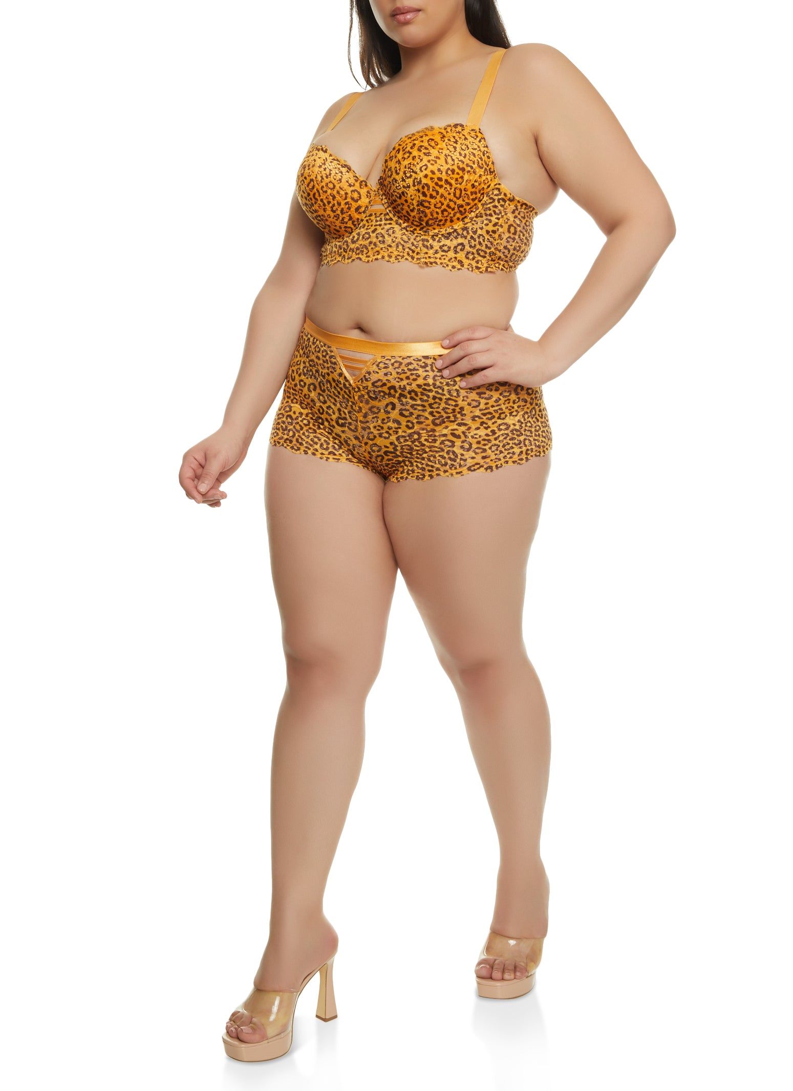 Plus Size Leopard Print Longline Plunge Bra sold by Rainbow product image thumbnail 2