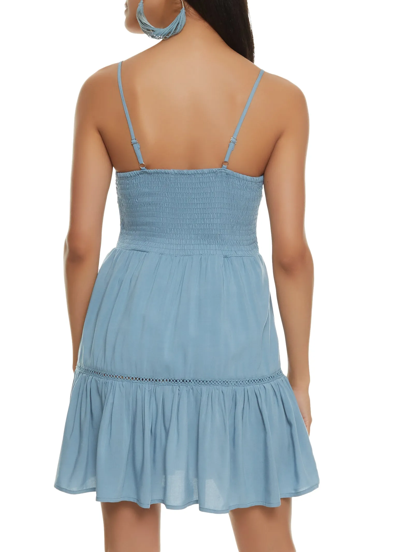 Faux Button Smocked Back Cami Dress sold by Rainbow product image thumbnail 3