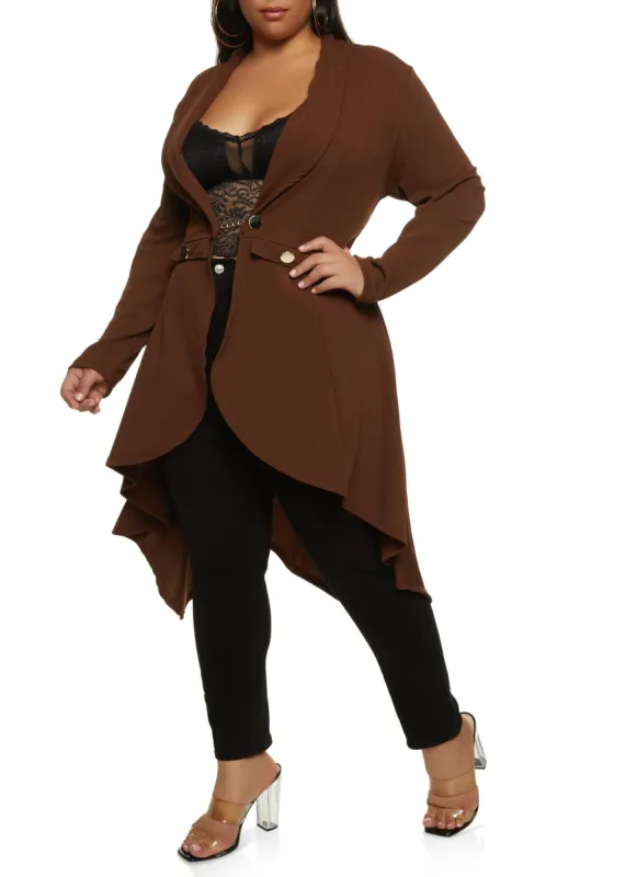 Plus Size Chain Button High Low Blazer sold by Rainbow