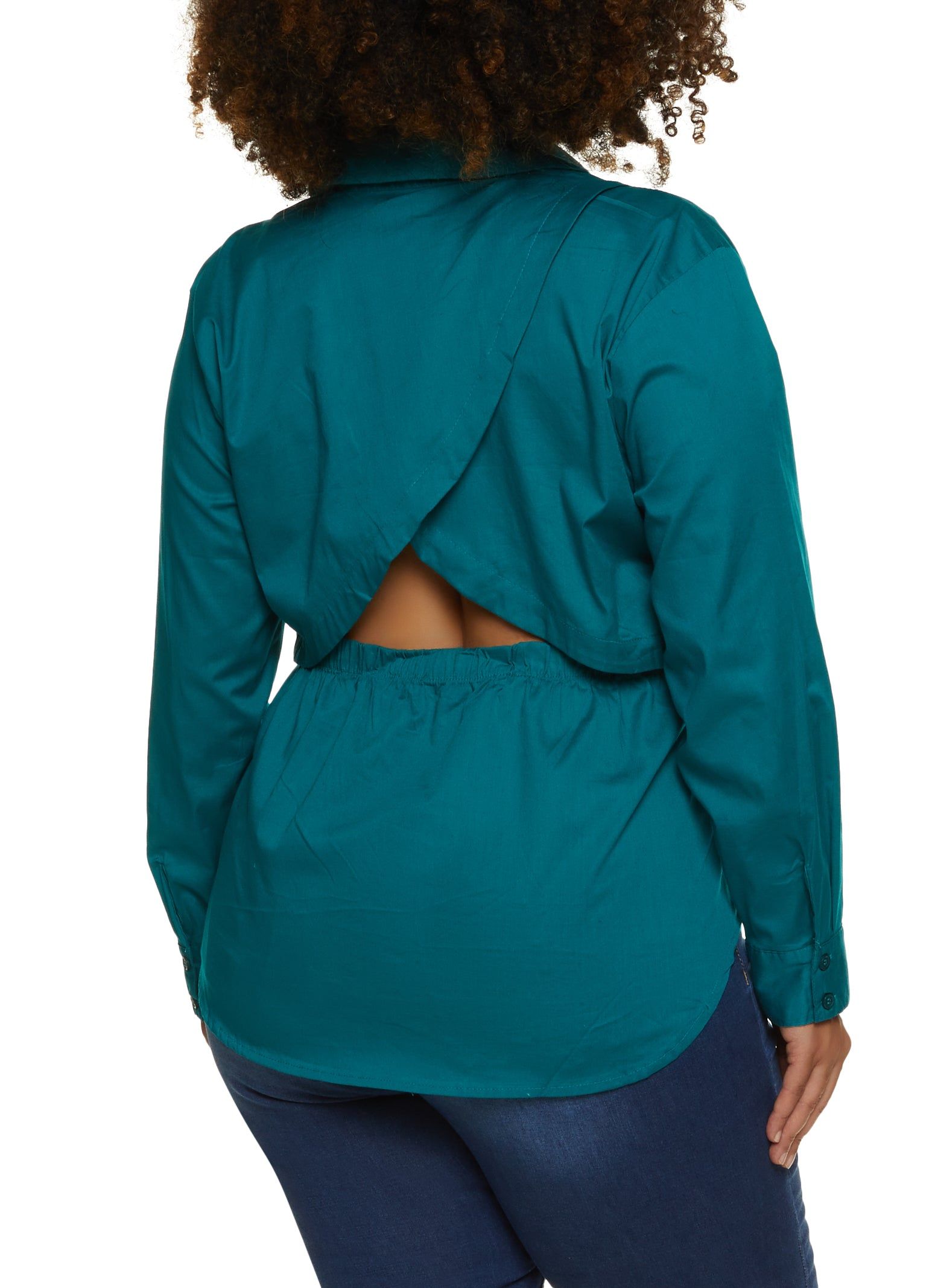 Plus Size Cut Out Detail Button Front Shirt sold by Rainbow