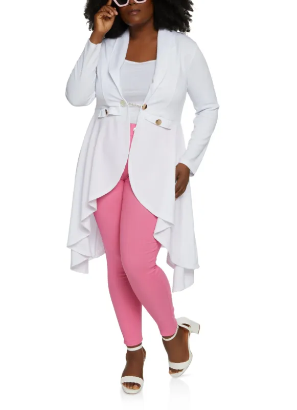 Plus Size Chain Button High Low Blazer sold by Rainbow