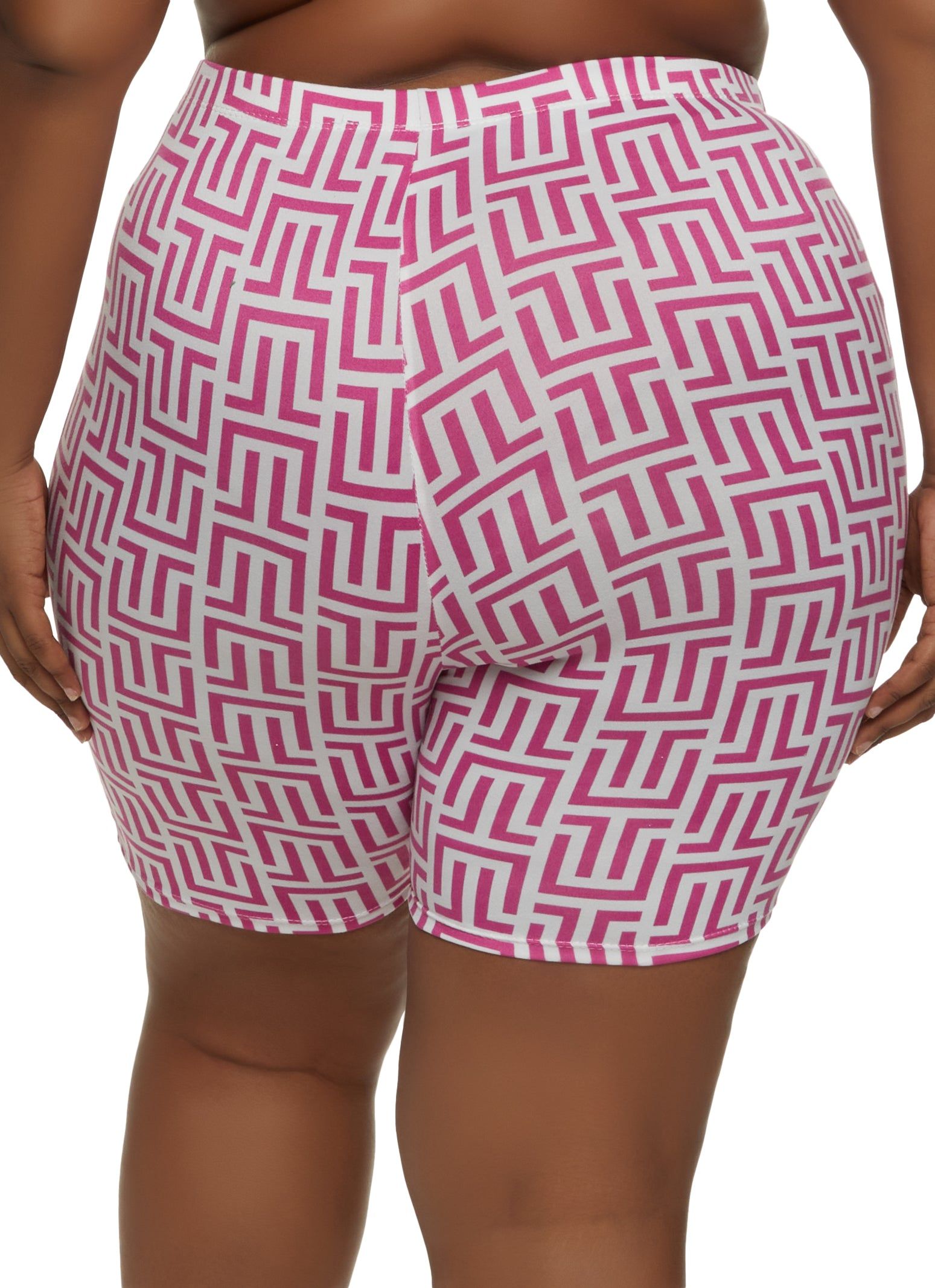 Plus Size Greek Key Print High Waist Biker Shorts sold by Rainbow product image thumbnail 2