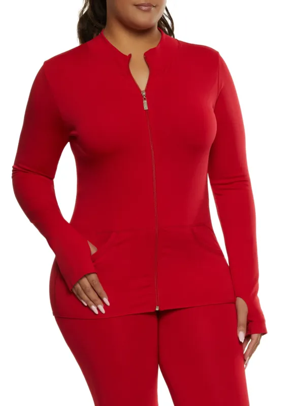 Plus Size Mock Neck Zip Up Sweatshirt sold by Rainbow