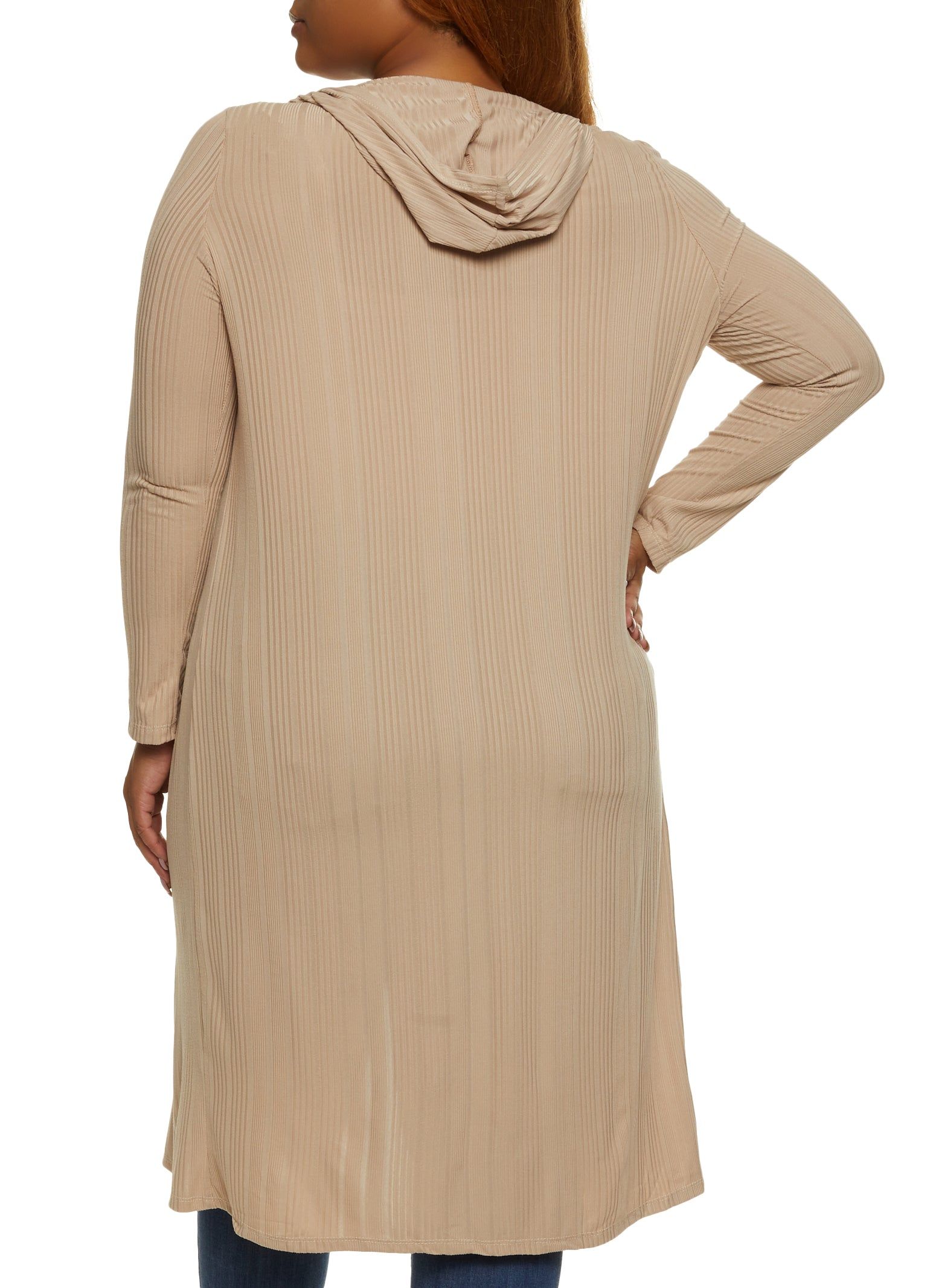 Plus Size Ribbed Knit Hooded Duster sold by Rainbow product image thumbnail 2