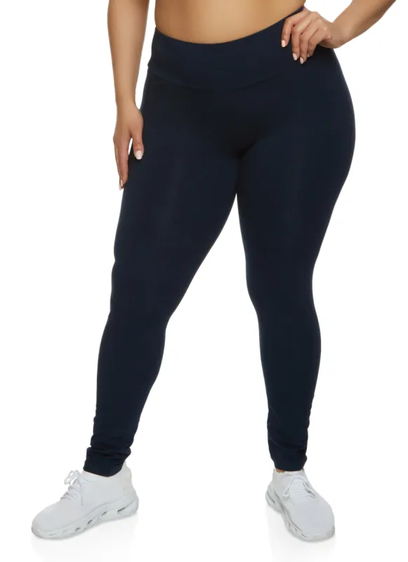 Plus Size Basic Waistband High Waist Leggings sold by Rainbow