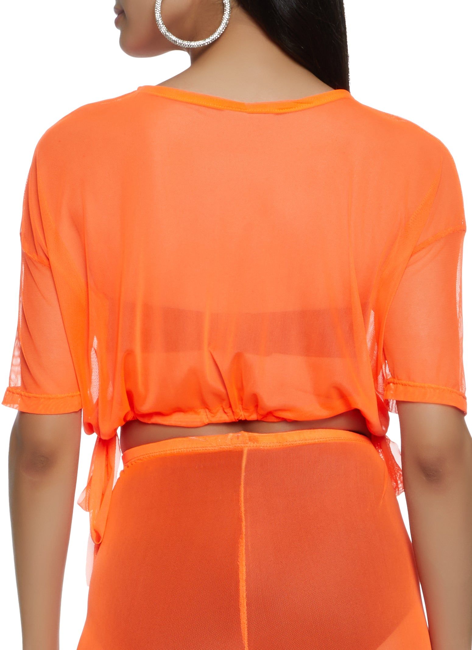 Mesh Drawstring Hem Crop Top sold by Rainbow product image thumbnail 3