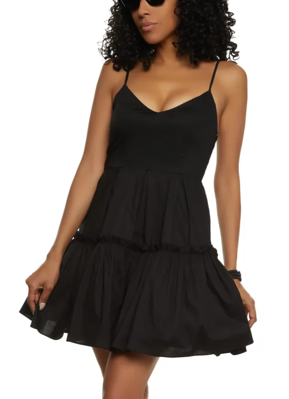 Poplin Tiered Tulle Mini Skater Dress sold by Rainbow