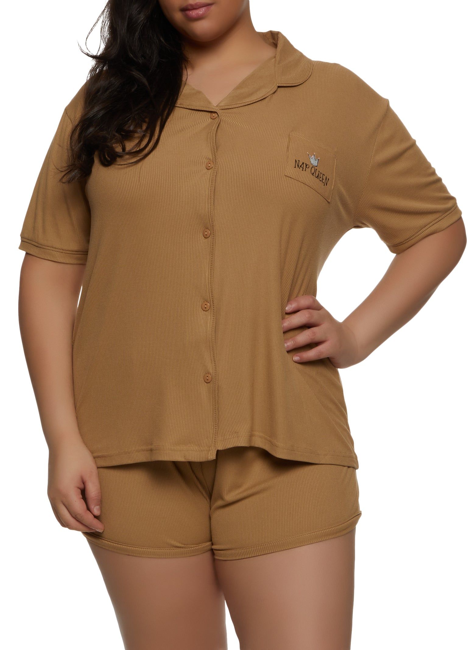 Plus Size Nap Queen Graphic Pajama Shirt and Shorts sold by Rainbow