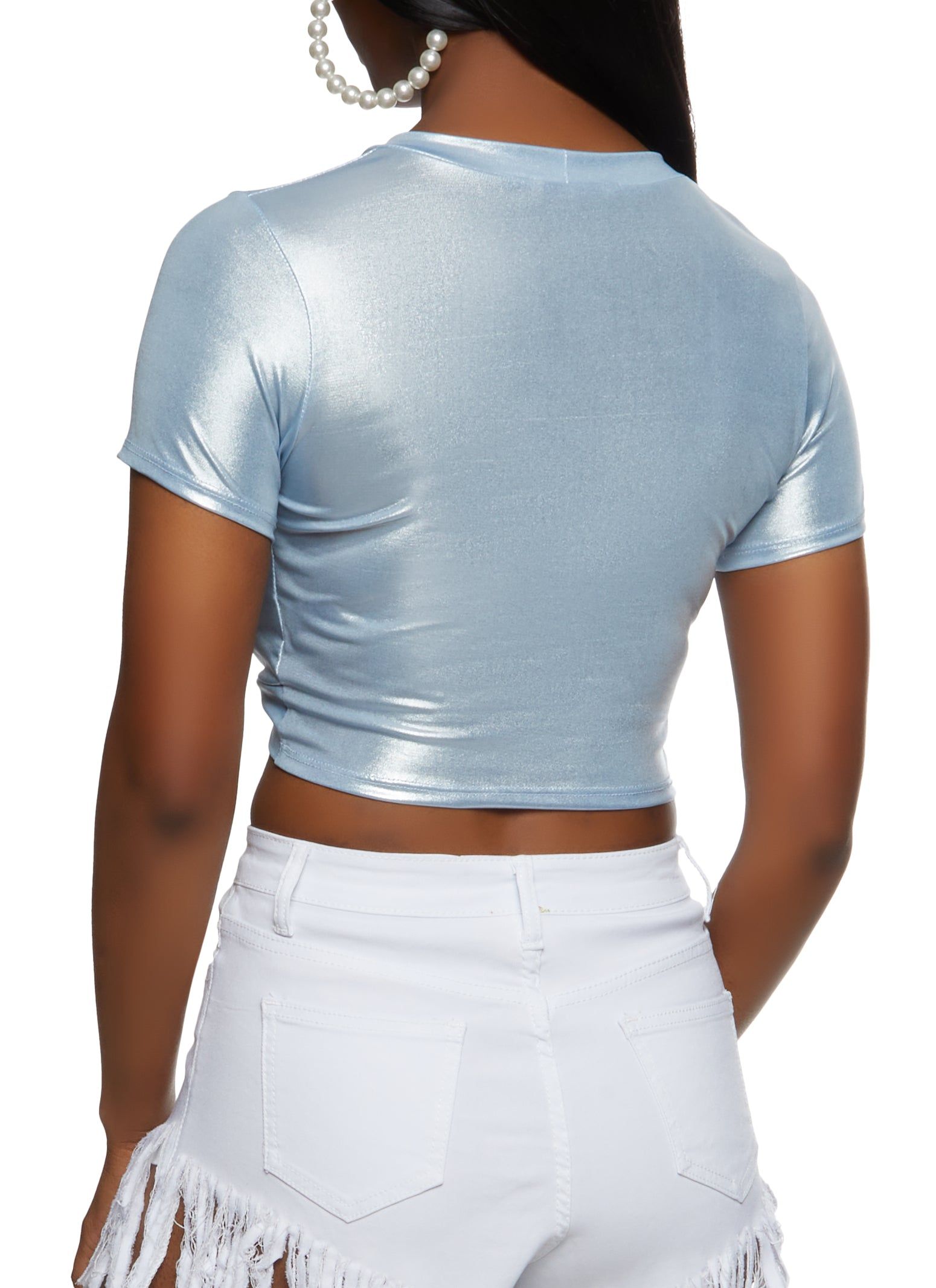 Metallic Twist Front Crop Top sold by Rainbow product image thumbnail 2