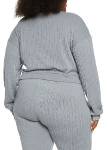 Plus Size Textured Knit Cropped Sweatshirt sold by Rainbow
