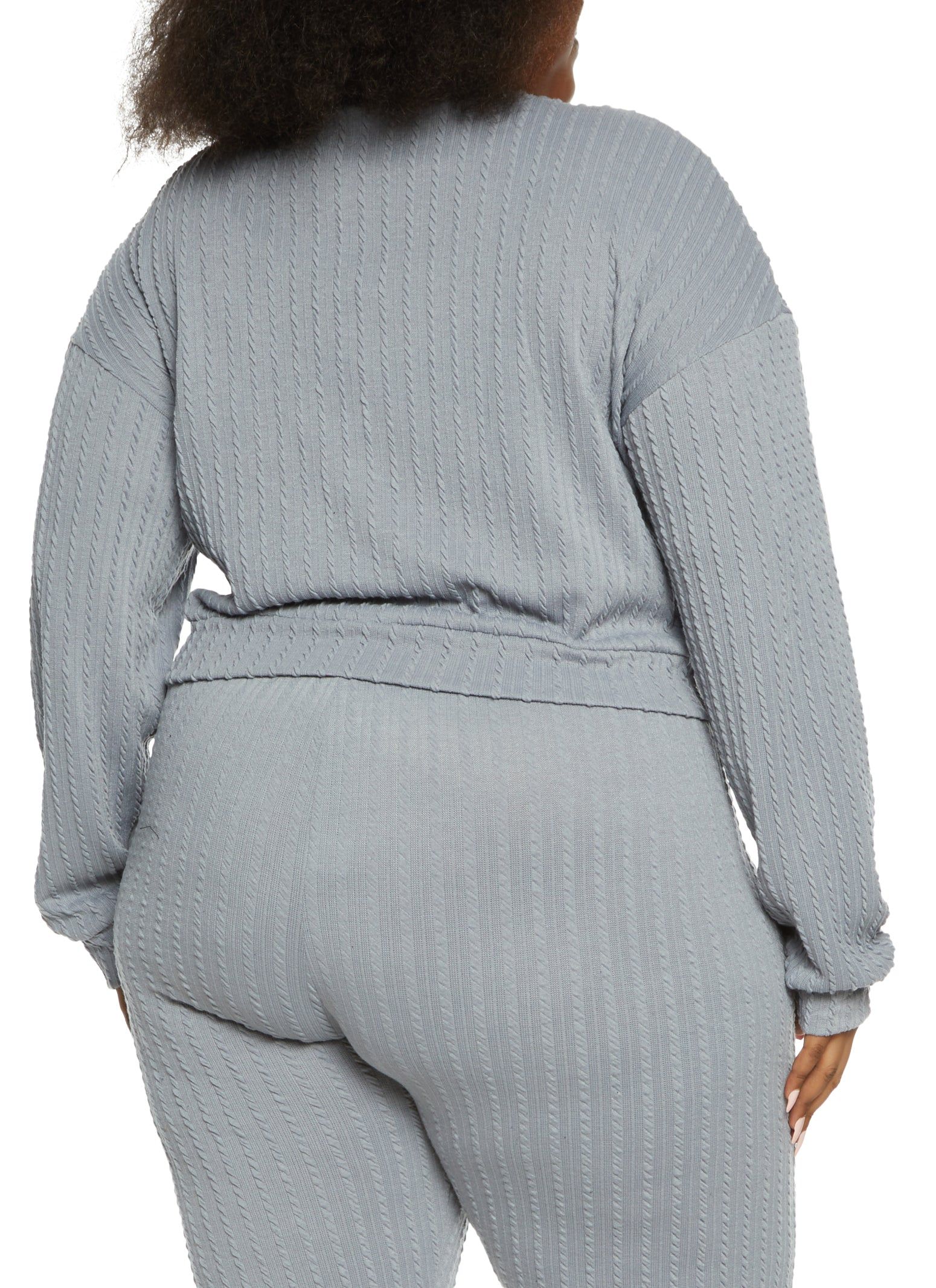 Plus Size Textured Knit Cropped Sweatshirt sold by Rainbow product image thumbnail 3