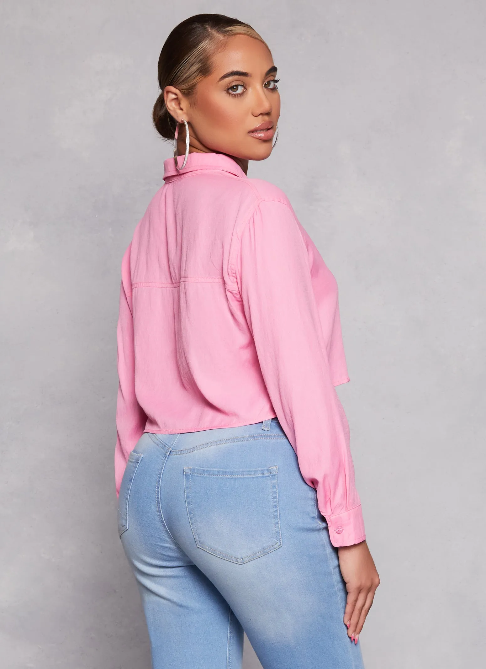 Poplin Cropped Button Front Shirt sold by Rainbow product image thumbnail 3