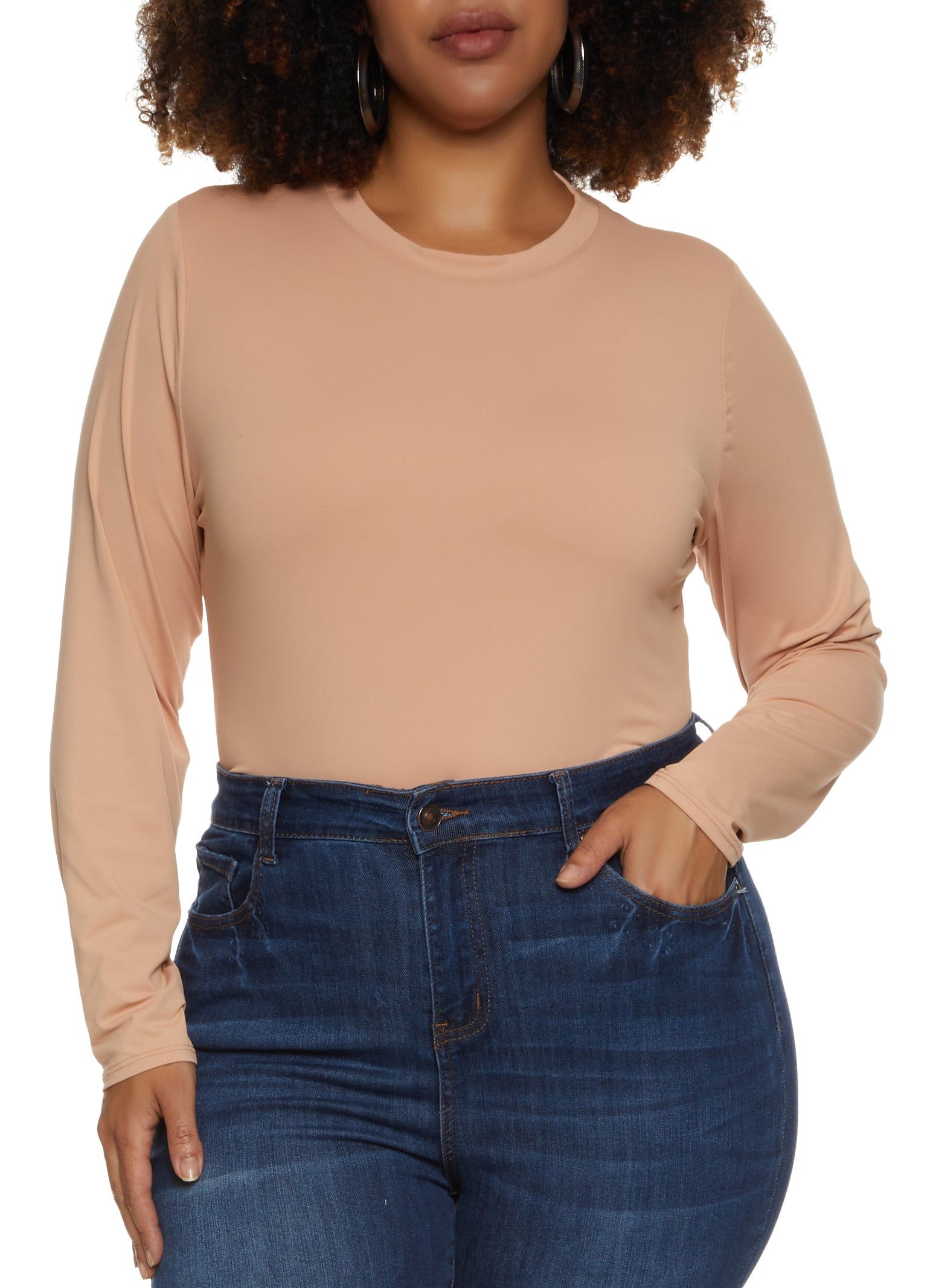 Plus Size Solid Long Sleeve Bodysuit sold by Rainbow product image thumbnail 2