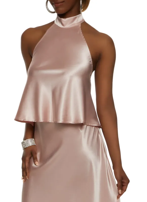 Open Back Ribbon Halter Neck Top sold by Rainbow